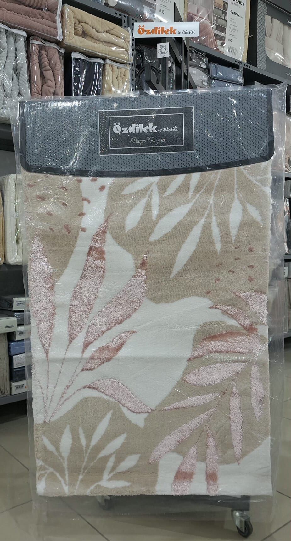 Özdilek 2'li Banyo Paspası - Klozet Takımı Flos Rish Pudra