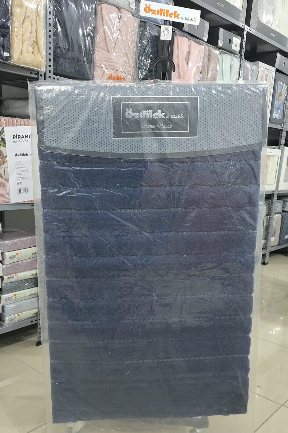 Özdilek 2'li Banyo Paspası - Klozet Takımı Pamuk Stra Denim Lacivert