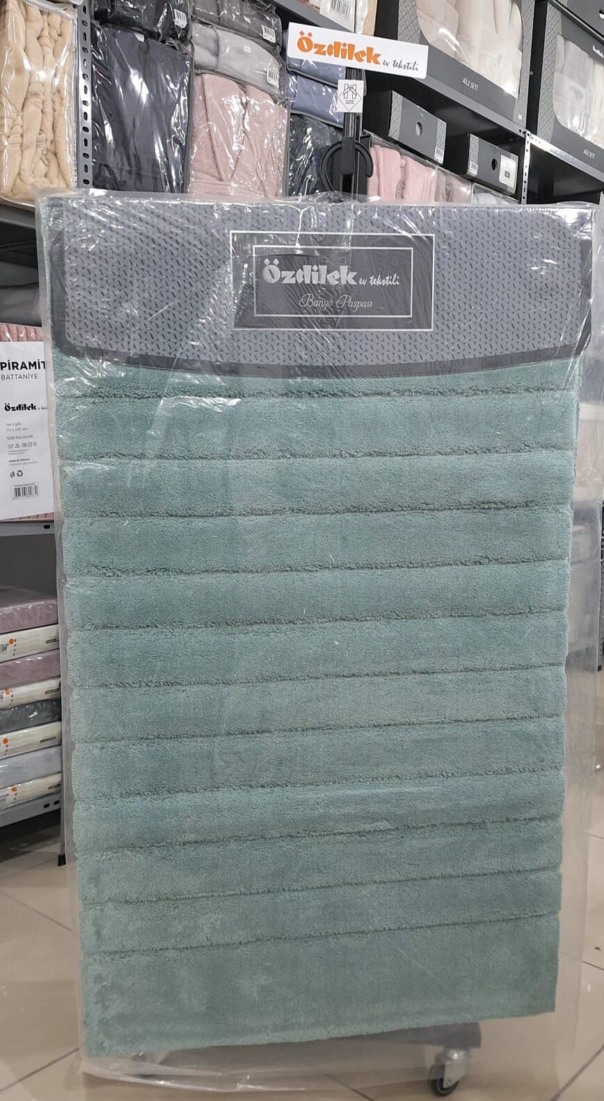 Özdilek 2'li Banyo Paspası - Klozet Takımı Pamuk Stra Mint