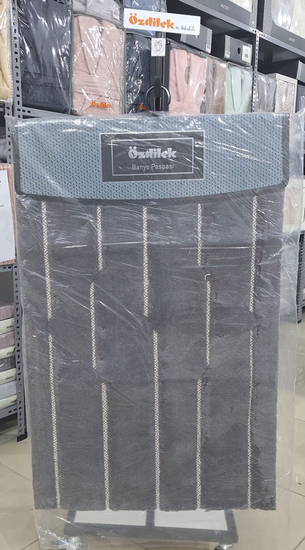 Özdilek 2'li Banyo Paspası - Klozet Takımı Pamuk Rayas Antrasit