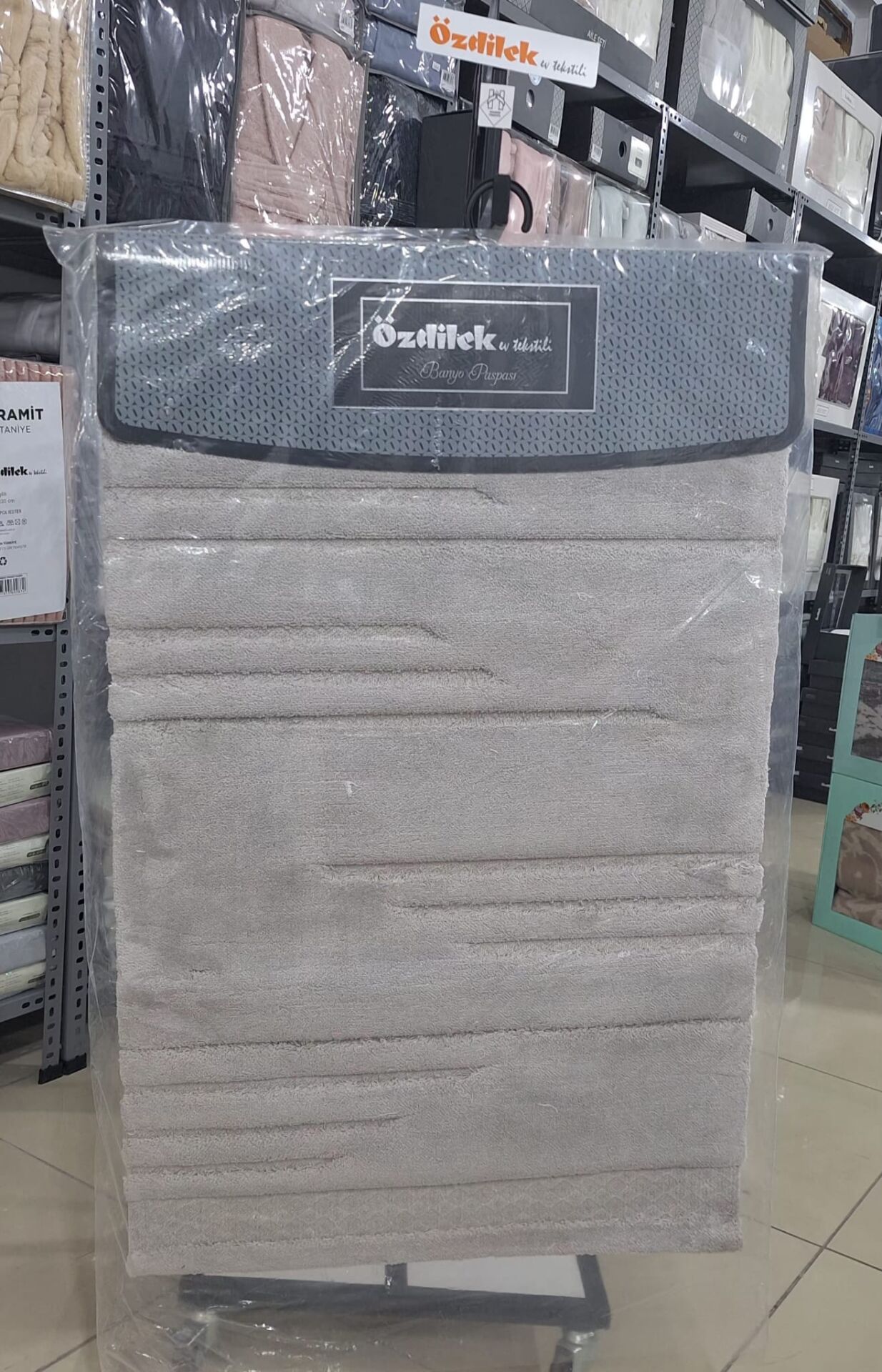 Özdilek 2'li Banyo Paspası - Klozet Takımı Pamuk Dasın Açık Gri