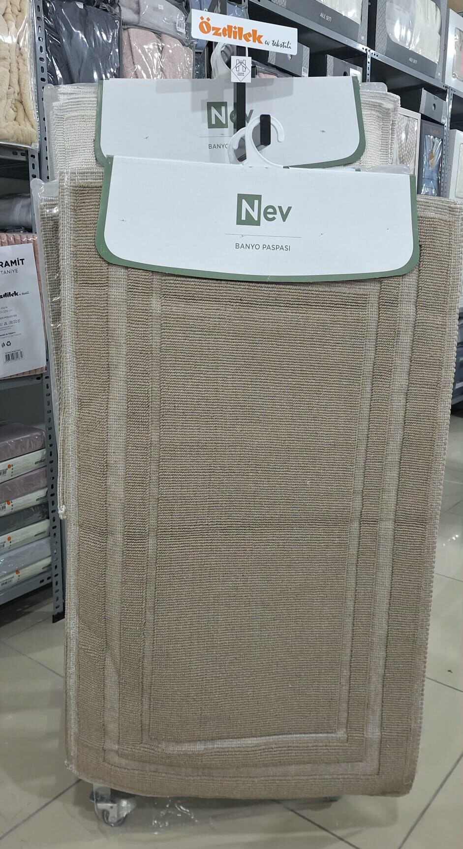 Özdilek Nev 2'li Banyo Paspası - Klozet Takımı Line Bej