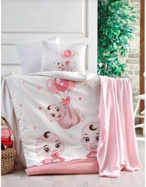 Kristal Ranforce Bebek Nevresim Takımı Babies Pink