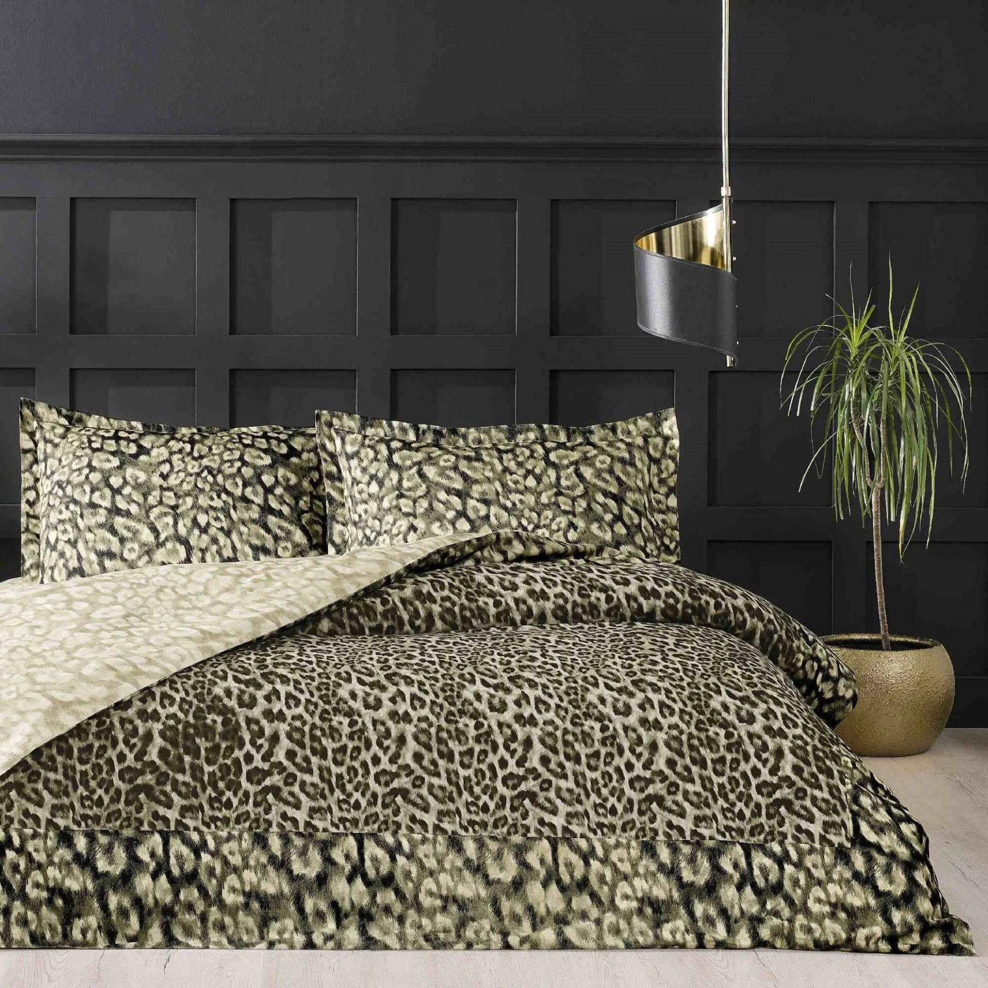 Taç Saten Çift Kişilik Nevresim Takımı Leona Kahve