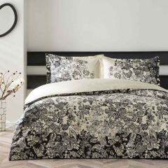 Taç Saten Çift Kişilik Nevresim Takımı Monica Siyah