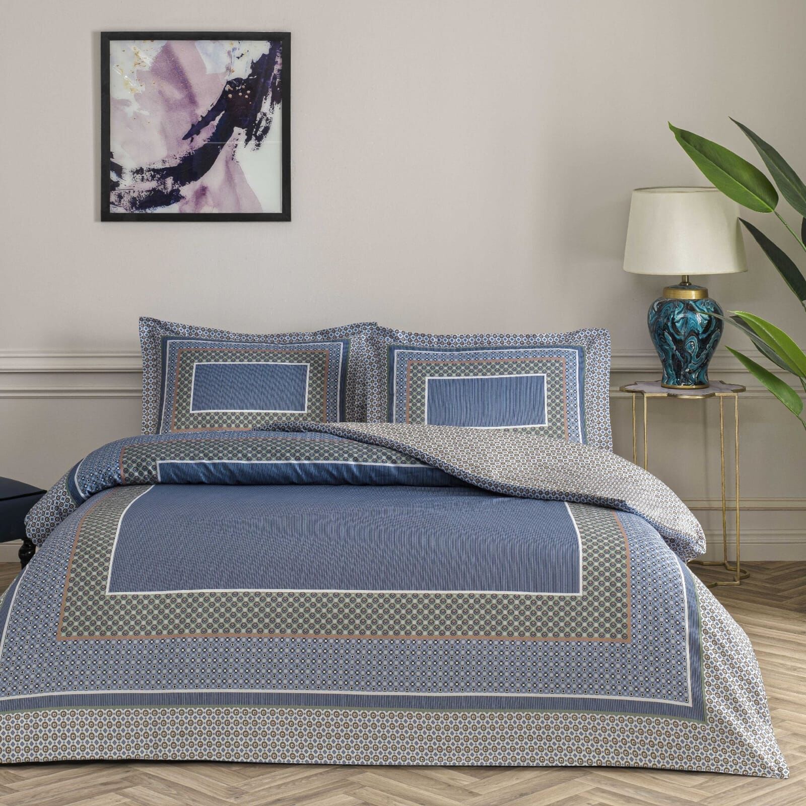 Taç Saten Çift Kişilik Nevresim Takımı Serenya Mavi