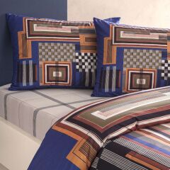 Taç Çift Kişilik Nevresim Takımı Ravix Lacivert Lastikli