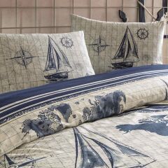 Taç Ranforce Tek Kişilik Nevresim Takımı Muna Lacivert