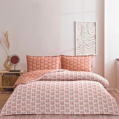 Taç Ranforce Seç-Ser Serisi Çift Kişilik Nevresim Takımı Lorien Turuncu Çift Taraflı