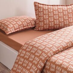 Taç Ranforce Seç-Ser Serisi Çift Kişilik Nevresim Takımı Lorien Turuncu Çift Taraflı