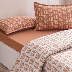 Taç Ranforce Seç-Ser Serisi Çift Kişilik Nevresim Takımı Lorien Turuncu Çift Taraflı