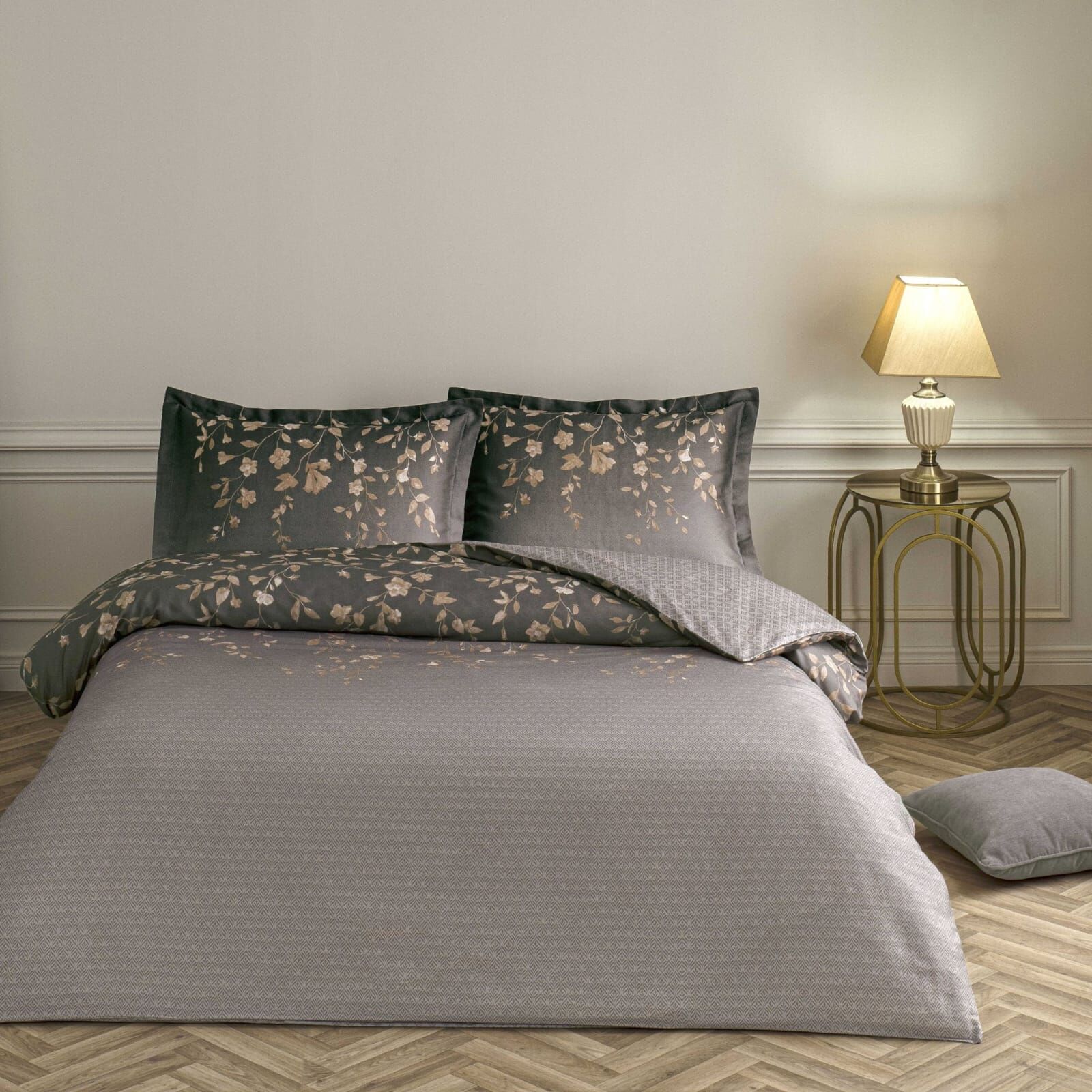 Taç Saten Çift Kişilik Nevresim Takımı Elaris Vizon