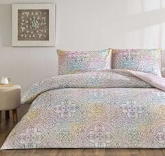 Taç Ranforce Çift Kişilik Nevresim Takımı Nevora Pembe