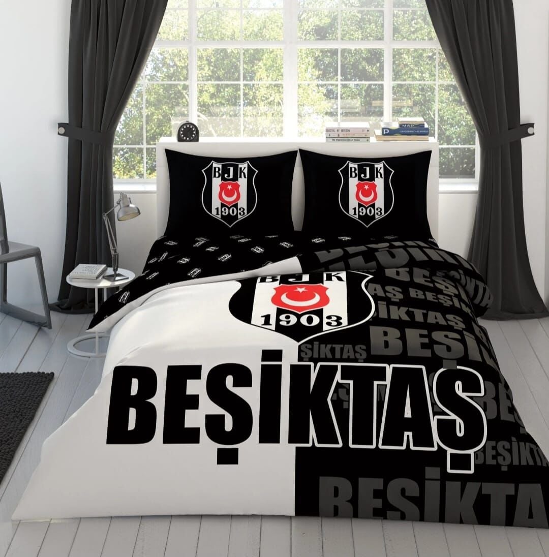 Taç Lisanslı Ranforce Çift Kişilik Nevresim Takımı Beşiktaş