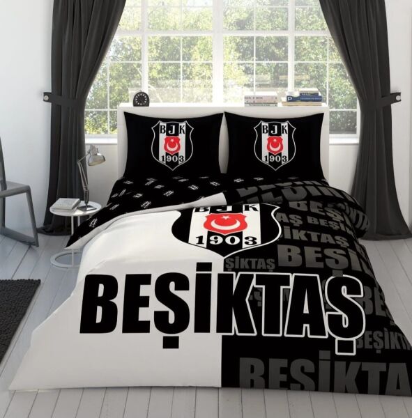 Taç Lisanslı Ranforce Çift Kişilik Nevresim Takımı Beşiktaş