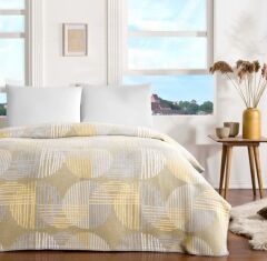 Taç Çift Kişilik Pamuklu Battaniye Alba Sarı