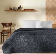 Taç Çift Kişilik Pamuklu Battaniye Dobby Antrasit