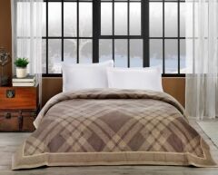 Taç Çift Kişilik Pamuklu Battaniye Serena Kahve