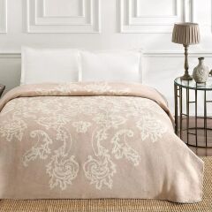 Taç Çift Kişilik Pamuklu Battaniye Sierra Bej