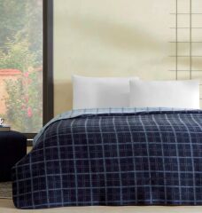 Taç Tek Kişilik Pamuklu Battaniye Edwin Lacivert