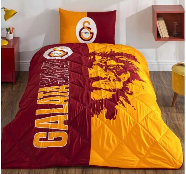 Taç Galatasaray Lisanslı Ranforce Uyku Seti/Yorgan Seti Vakumlu Silikon Yastık Hediyelidir