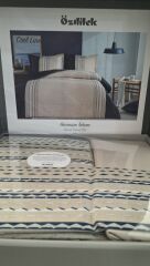 Özdilek Ranforce Çift Kişilik Nevresim Takımı Cool Line Lacivert-Bej