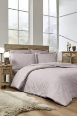 Özdilek Ornament Çift Kişilik Jakarlı Saten Nevresim Takımı Bej