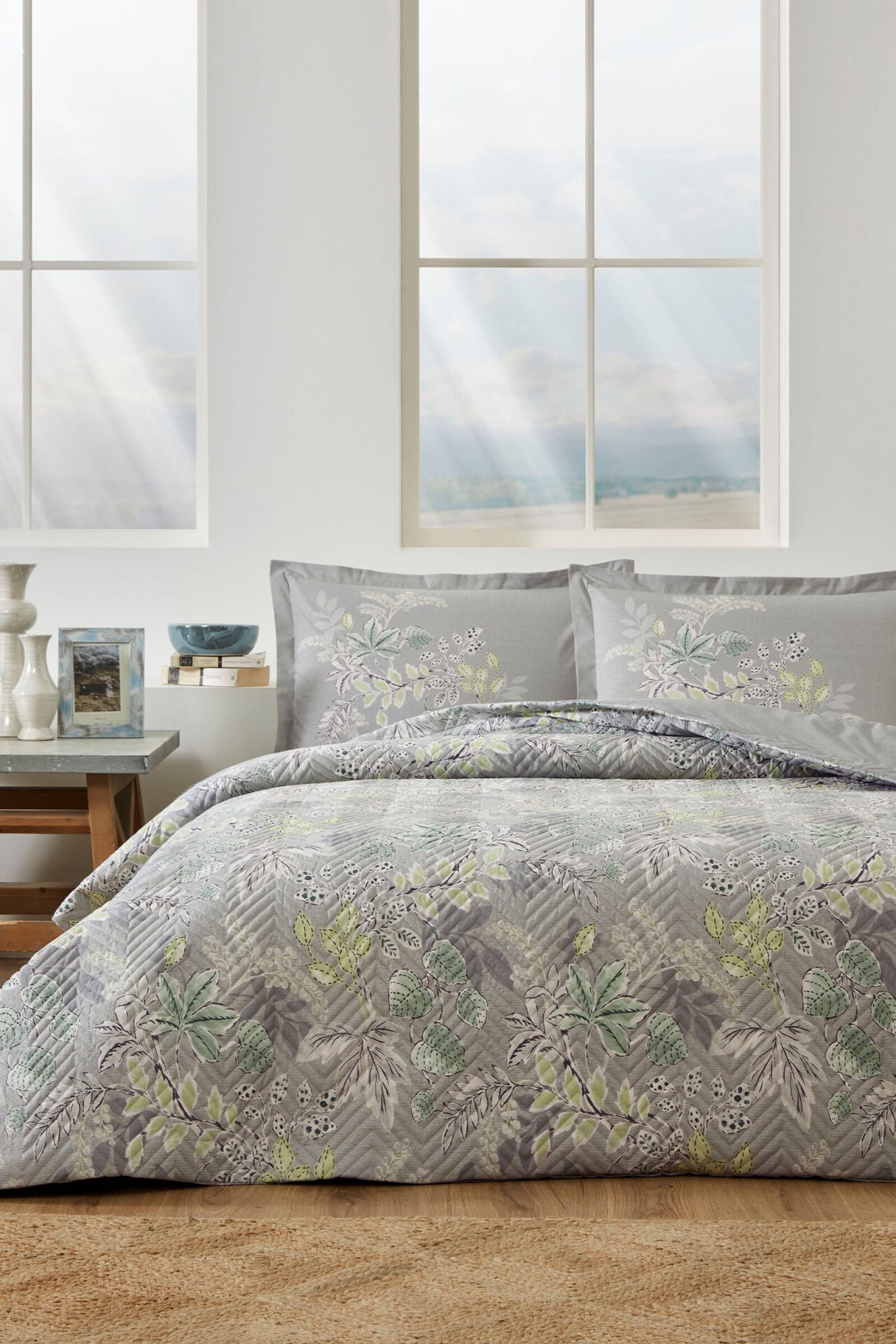 Özdilek Green Leaf Çift Kişilik Kapitone Nevresim Takımı