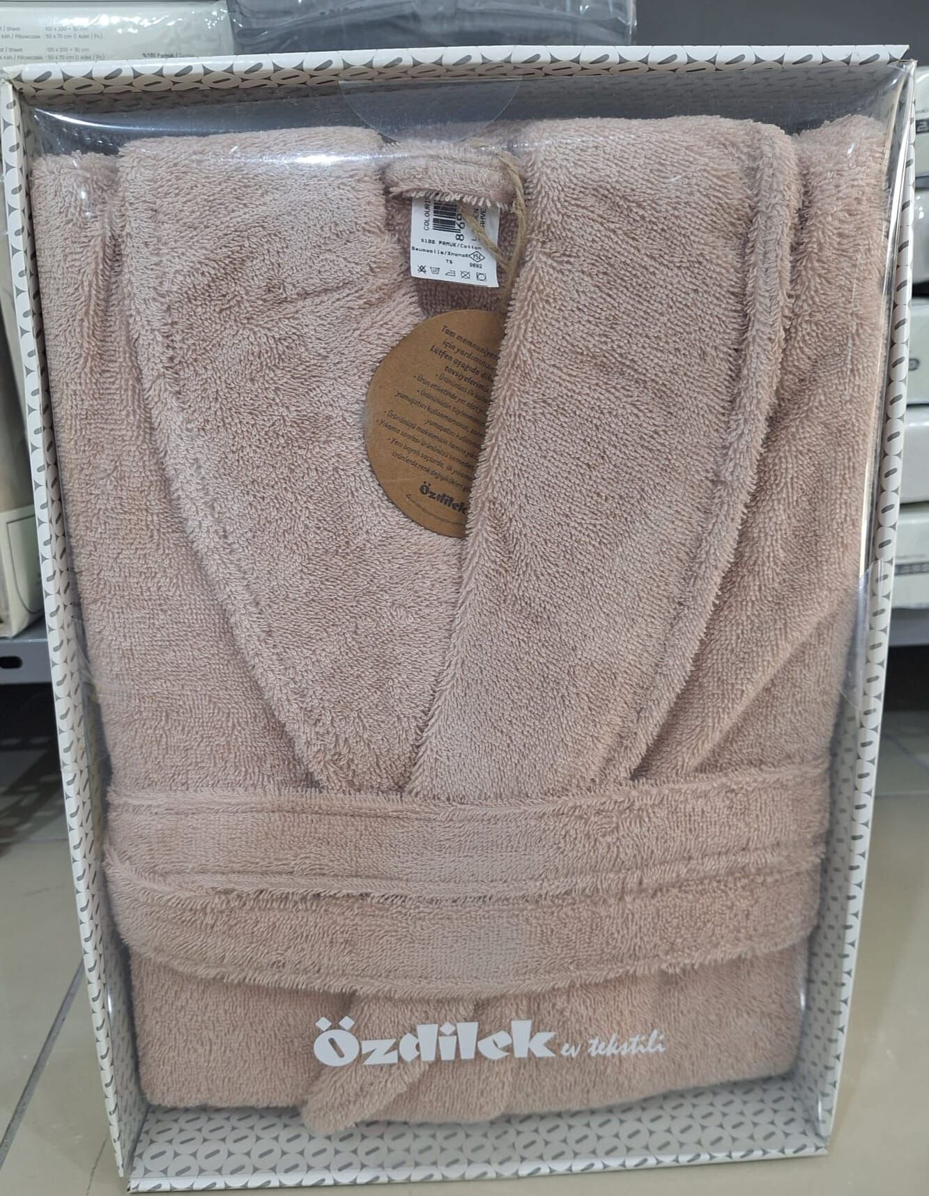 Özdilek Colourist Sütlü Kahve Rengi Renk Şal Yaka Bornoz L Beden %100 Pamuk