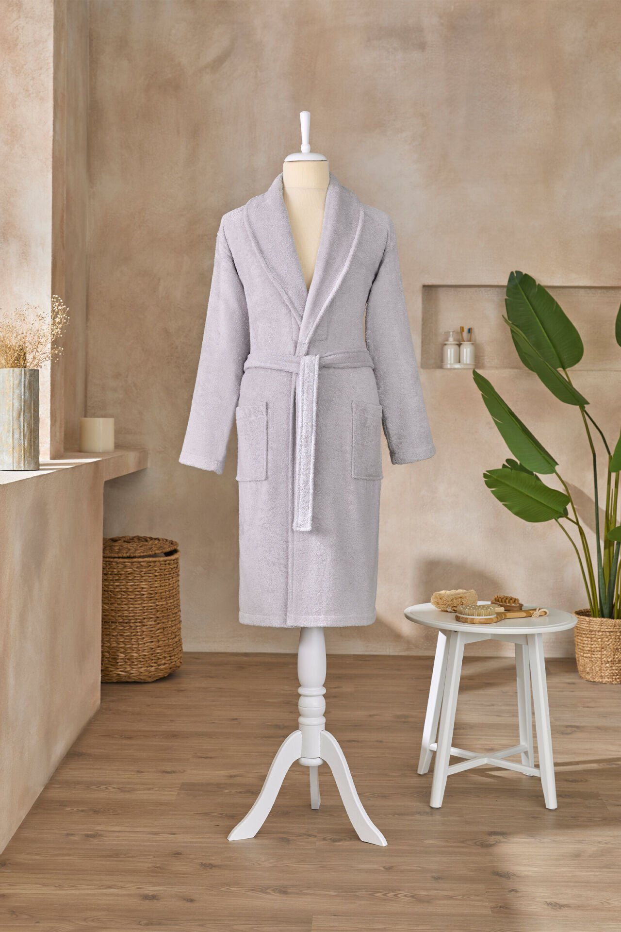 Özdilek Colourist Gri Renk Renk Şal Yaka Bornoz L Beden