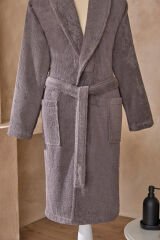 Colourist Antrasit-Koyu Gri Rengi Renk Şal Yaka Bornoz XXL