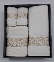 Özdilek Danıela Beyaz Duş Seti/Misafir Seti/Havlu Seti Model 1-Gold