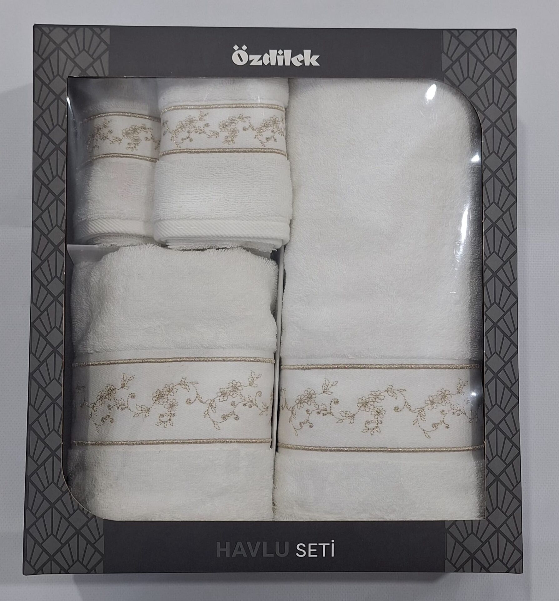 Özdilek Danıela Beyaz Duş Seti/Misafir Seti/Havlu Seti Model2-Gold