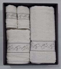 Danıela Beyaz Duş Seti/Misafir Seti/Havlu Seti Model2-Gri