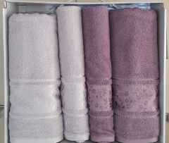Özdilek Mürdüm Gri Camellıa Best Set Hamam Seti 2 Havlu+2 Plaj Havlusu