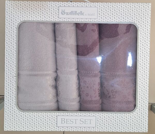 Mürdüm Gri Camellıa Best Hamam Seti 2 Havlu+2 Plaj Havlusu