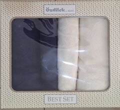 Özdilek Branch Best Set Krem Lacivert Hamam Seti 2 Havlu+2 Plaj Havlusu