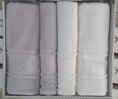Gri-Krem Camellıa Best Set Hamam Seti 2 Havlu+2 Plaj Havlusu