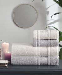 Gri-Krem Camellıa Best Set Hamam Seti 2 Havlu+2 Plaj Havlusu