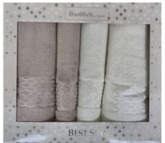 Bej-Krem Camellıa Best Set Hamam Seti 2 Havlu+2 Plaj Havlusu