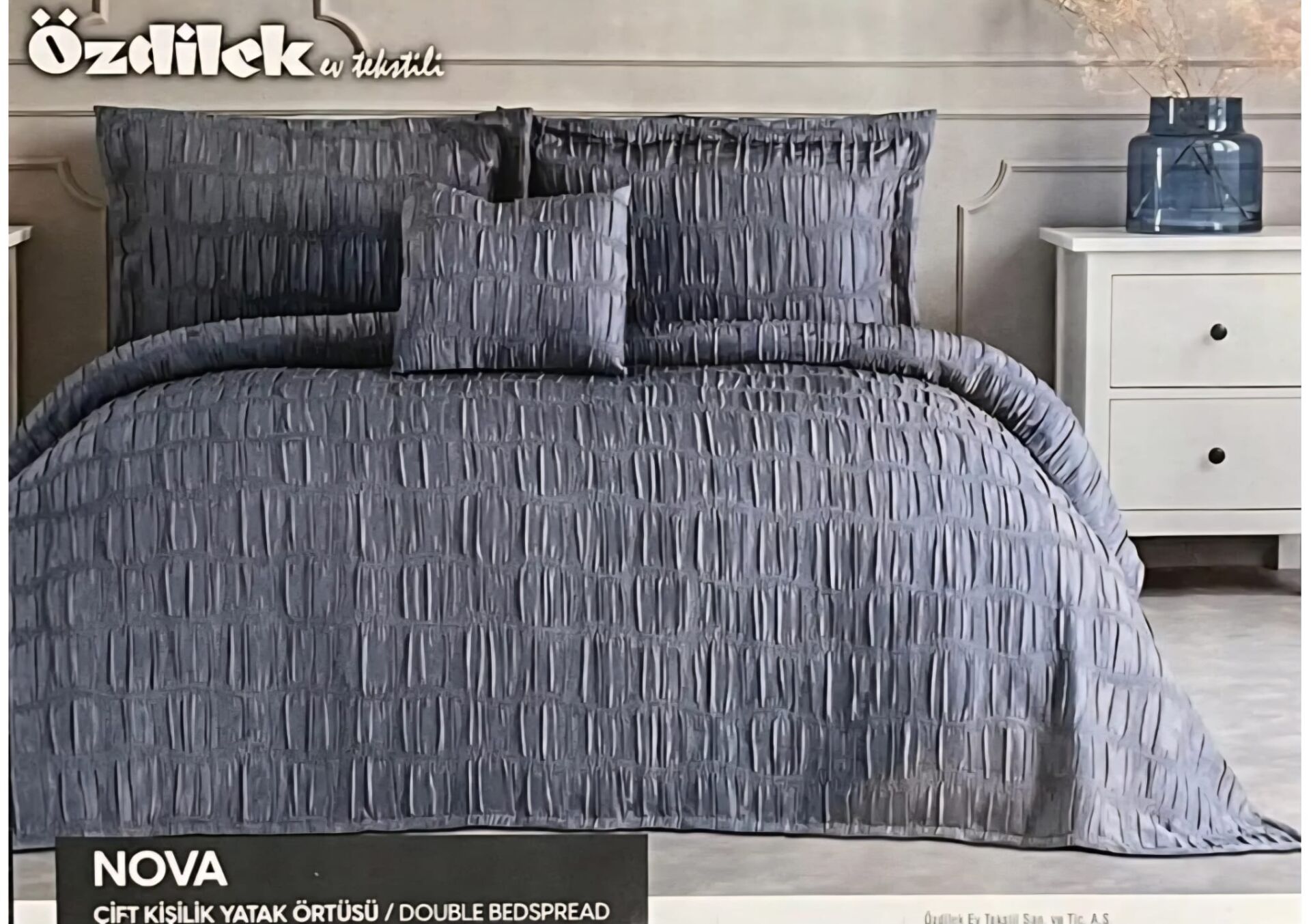 Özdilek Nova İndigo Çift Kişilik Yatak Örtüsü Takımı