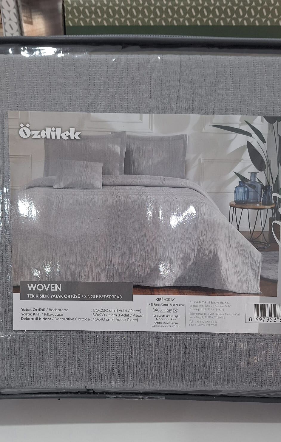 Özdilek Woven Gri Tek Kişilik Yatak Örtüsü Takımı