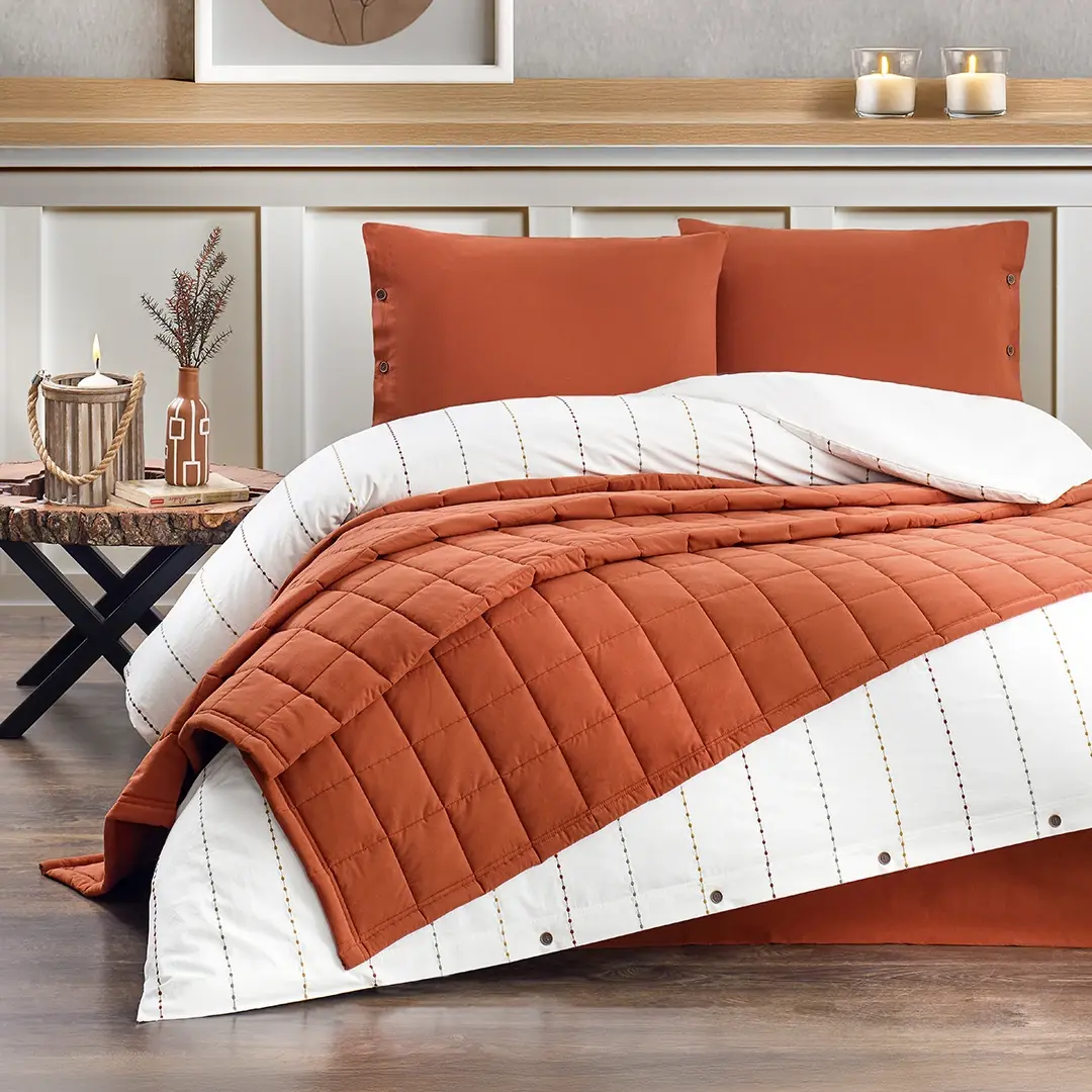 Altınbaşak Freda Çeyiz Seti Yatak Örtülü NT Kiremit