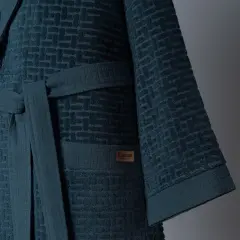 Altınbaşak Lisse Bambu Aile Bornoz Seti Hardal/Lacivert