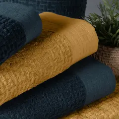 Altınbaşak Lisse Bambu Aile Bornoz Seti Hardal/Lacivert