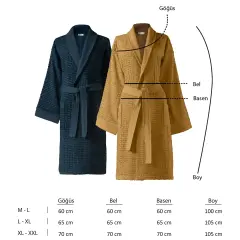 Altınbaşak Lisse Bambu Aile Bornoz Seti Hardal/Lacivert