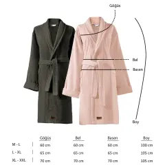 Altınbaşak Verto %100 Pamuk Aile Bornoz Seti Şeftali/Antrasit (6 Parça) Peach/Shadows