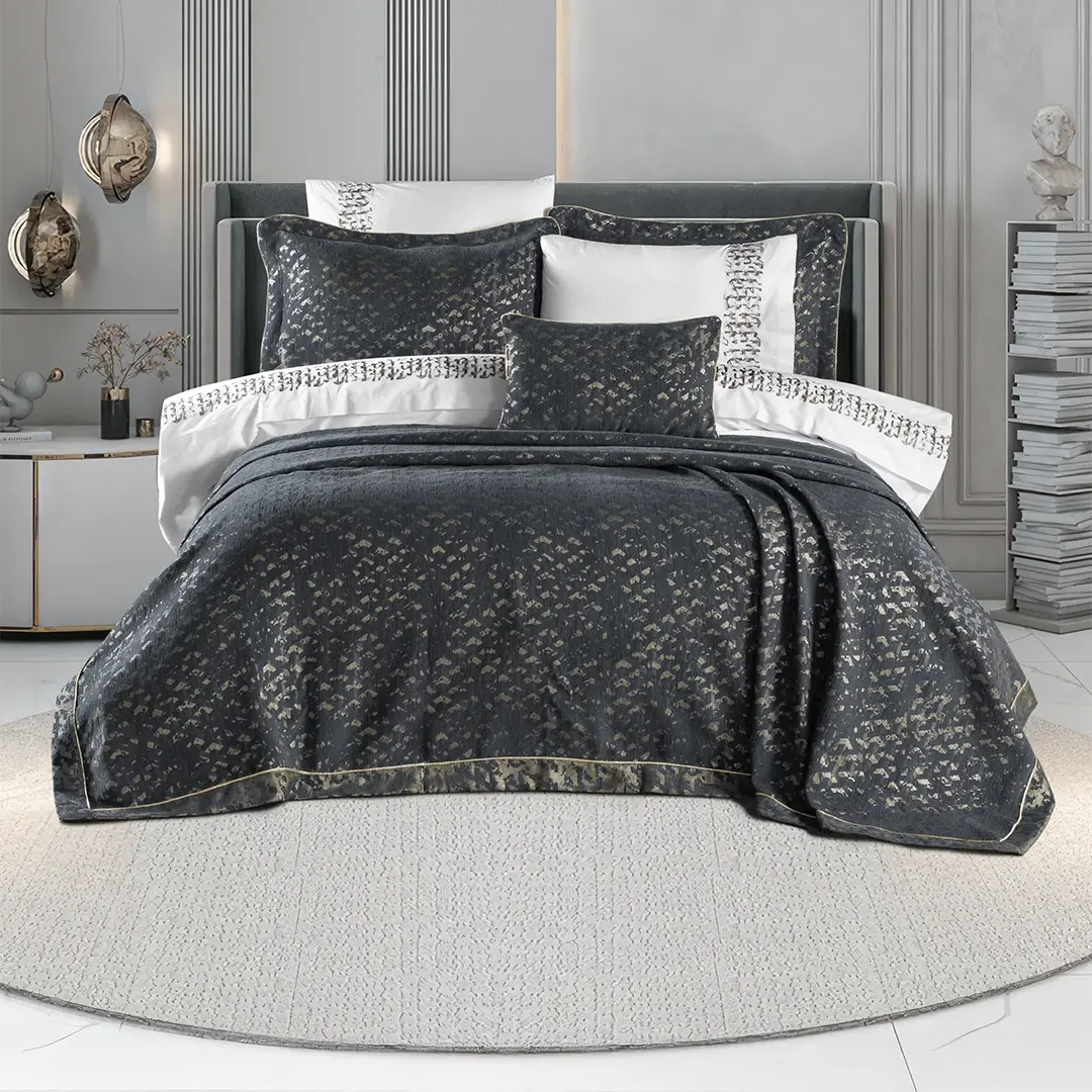 Altınbaşak Castra Çift Kişilik Nakışlı Çeyiz Seti Antrasit