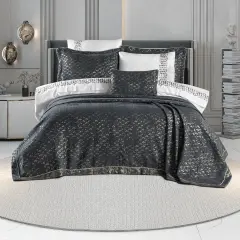 Altınbaşak Castra Çift Kişilik Nakışlı Çeyiz Seti Antrasit (8 Parça)