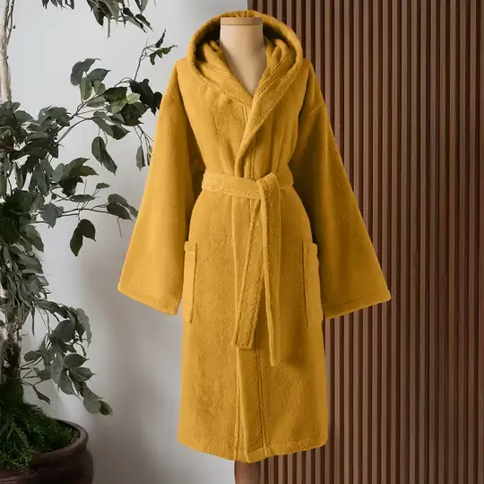 Altınbaşak Dolce Kapüşonlu Tekli Bornoz Hardal L/XL